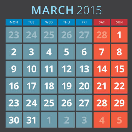 Calendar planner 2015 template week starts mondayのイラスト素材