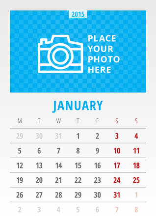 Calendar 2015 vector template week starts mondayのイラスト素材