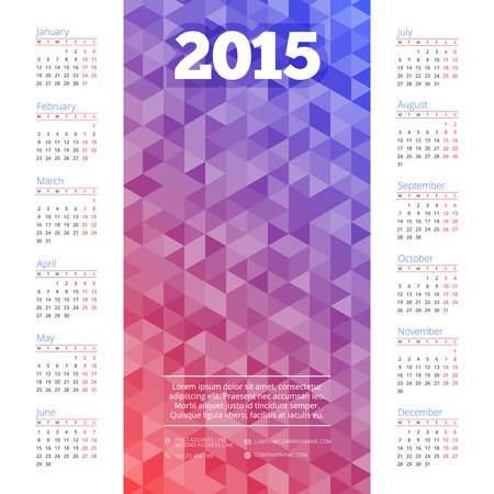 Calendar 2015 vector template week starts mondayのイラスト素材