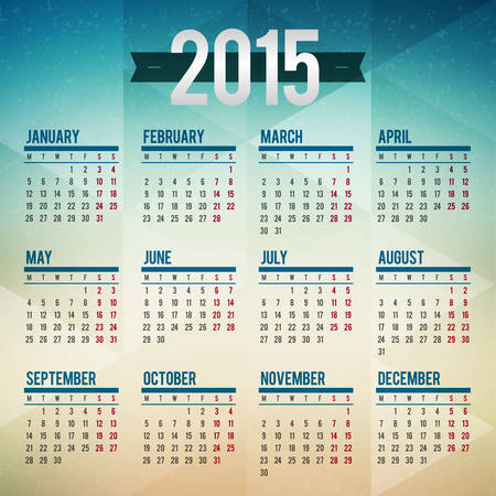 Calendar 2015 vector template week starts mondayのイラスト素材