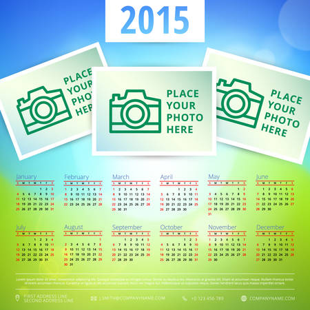 Calendar 2015 vector template week starts mondayのイラスト素材