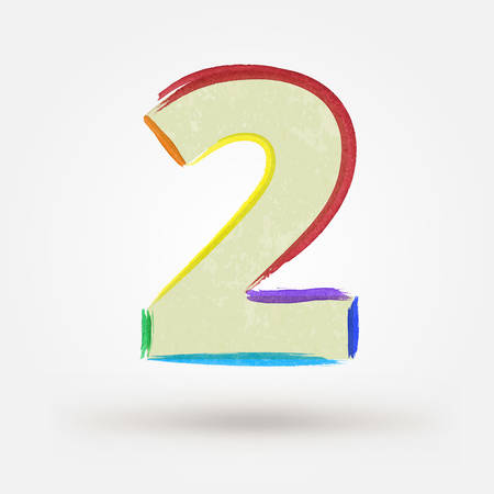 Alphabet letter number two. Watercolor vector paint design element のイラスト素材