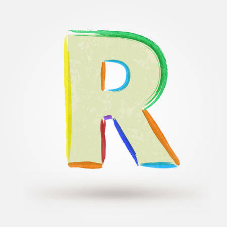 Alphabet letter R. Watercolor vector paint design element のイラスト素材
