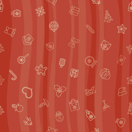 Christmas line icons seamless pattern backgroundのイラスト素材