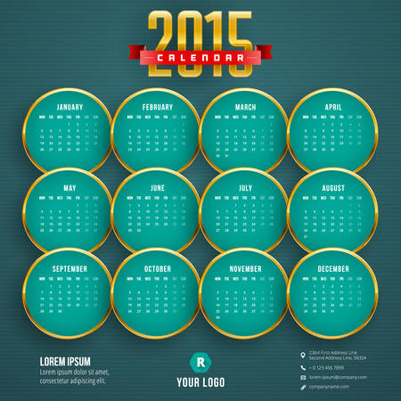 Calendar 2015 vector template week starts mondayのイラスト素材