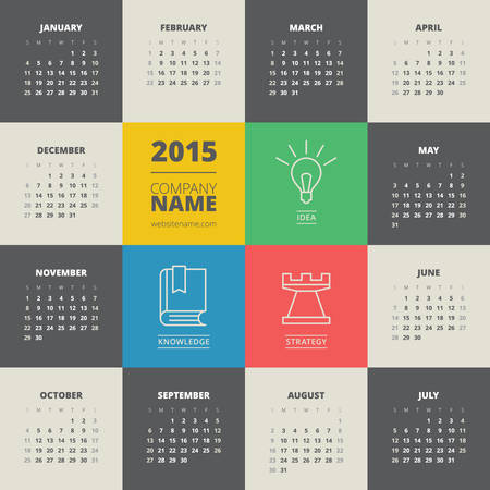 Calendar 2015 vector template week starts mondayのイラスト素材