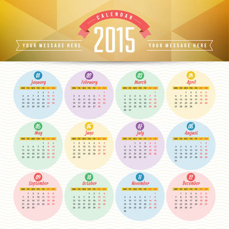 Calendar 2015 vector template week starts mondayのイラスト素材