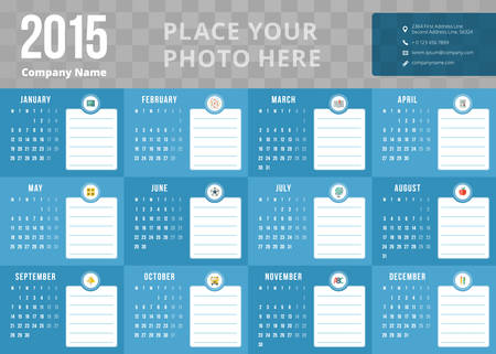 Calendar 2015 vector template week starts mondayのイラスト素材