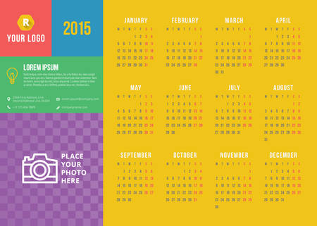 Calendar 2015 vector template week starts mondayのイラスト素材