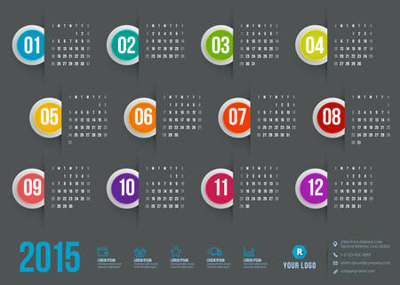 Calendar 2015 vector template week starts sundayのイラスト素材