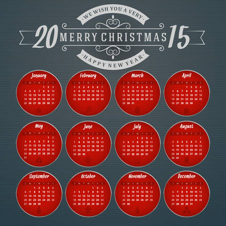 Calendar 2015 vector template week starts sundayのイラスト素材