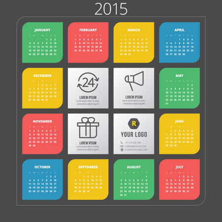 Calendar 2015 template week starts sundayのイラスト素材