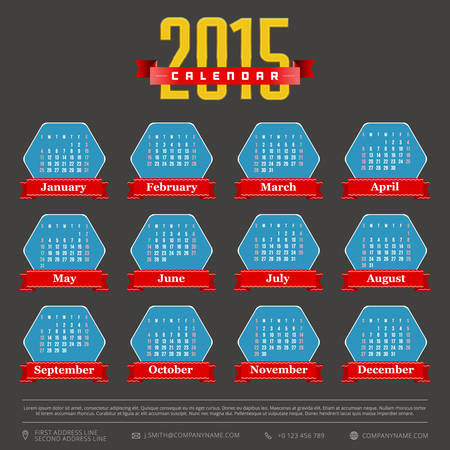 Calendar 2015 template week starts sundayのイラスト素材