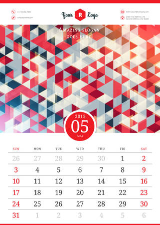 Calendar 2015. Vector template with abstract background. Week starts sundayのイラスト素材