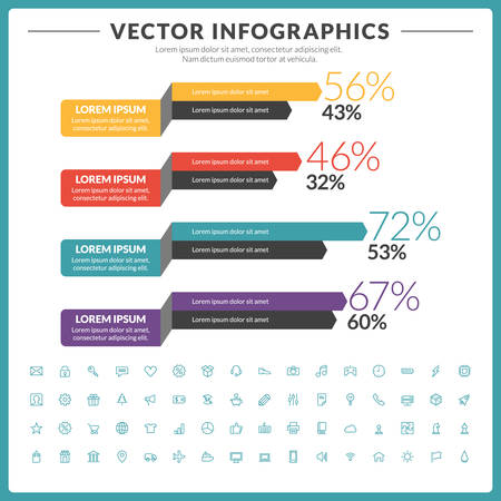 Vector infographics and design elements with icon set for brochures, flyers and websitesのイラスト素材