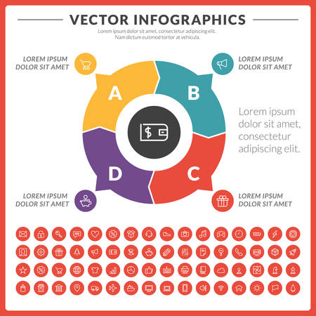 Vector infographics and design elements with icon set for brochures, flyers and websitesのイラスト素材