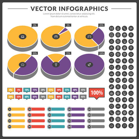 Vector infographics and design elements with icon set for brochures, flyers and websitesのイラスト素材