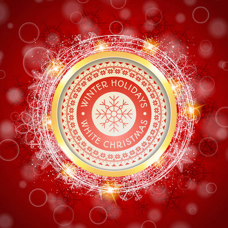 Merry Christmas message and light background with snowflakes.のイラスト素材