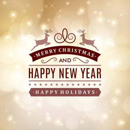 Merry Christmas message and light background with snowflakes. Vector illustration Eps 10.のイラスト素材