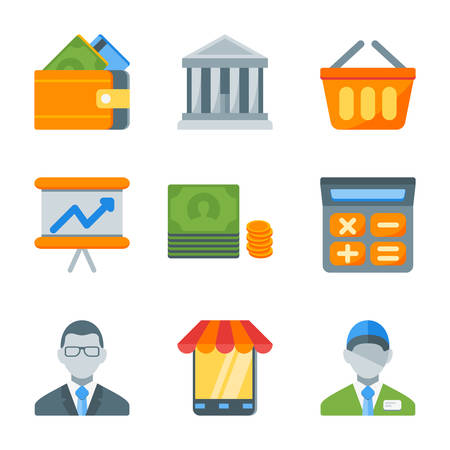 Flat style icon set for web and mobile application. Money and commerceのイラスト素材