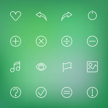 White thin line icons set for web and mobile on color backgroundのイラスト素材