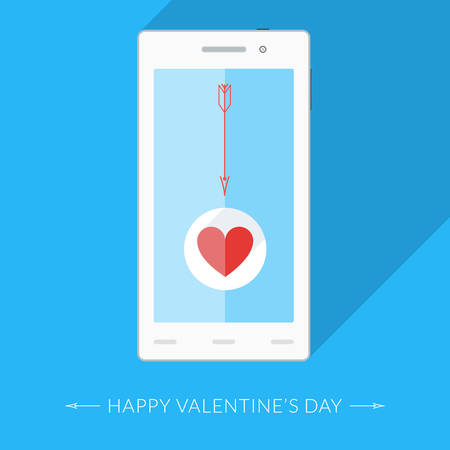 Heart icon and arrow on the smartphone's displayのイラスト素材