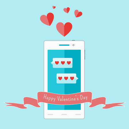 White smartphone with love sms and ribbonのイラスト素材