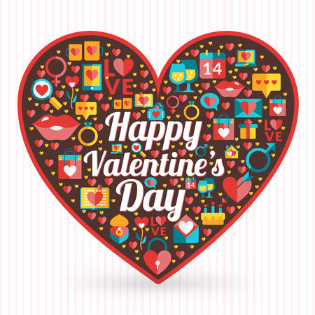 St. Valentine's Day card design. Heart made of love iconsのイラスト素材