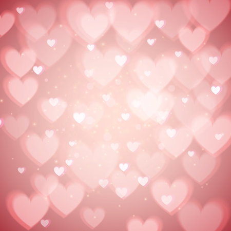 St. Valentines Day abstract vector background with hearts and lightsのイラスト素材