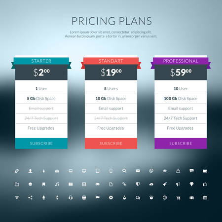pricing table in flat design style for websites and applicationsのイラスト素材
