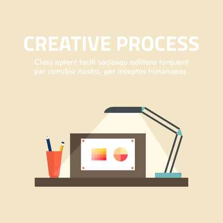 Flat design concept for creative process. のイラスト素材