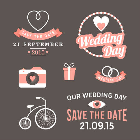Wedding set of label, badges, stamp and design elementsのイラスト素材