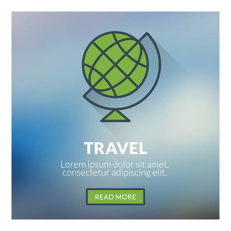 Flat design concept for travel. Vector illustration with blurred backgroundのイラスト素材