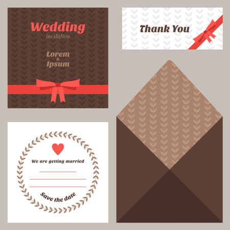Vector design template of wedding invitation with envelopeのイラスト素材