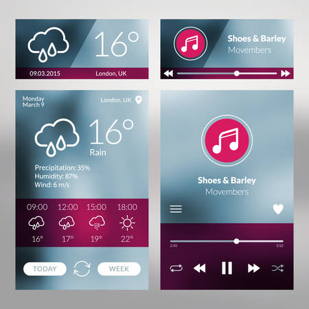 Set of flat design UI elements for website and mobile applicationsのイラスト素材