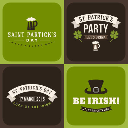 Set of St. Patricks Day card design. Vintage holiday badge designのイラスト素材