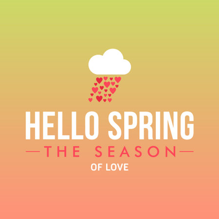 Vector illustration with template text hello spring. Creative design for wedding invitations, greeting cards, spring sales advertisementのイラスト素材