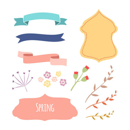 Set of Happy easter and spring design elementsのイラスト素材