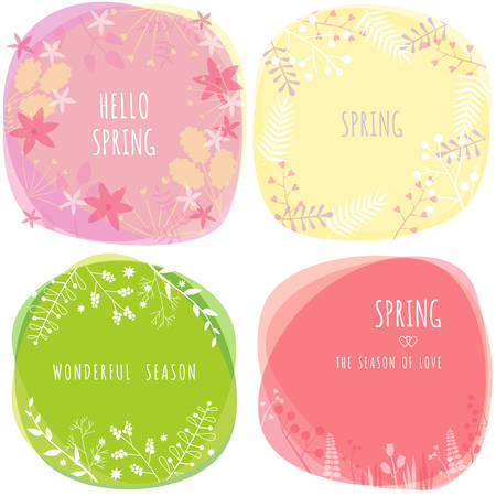 Spring vintage holiday badge design. Vector design greetings card or posterのイラスト素材