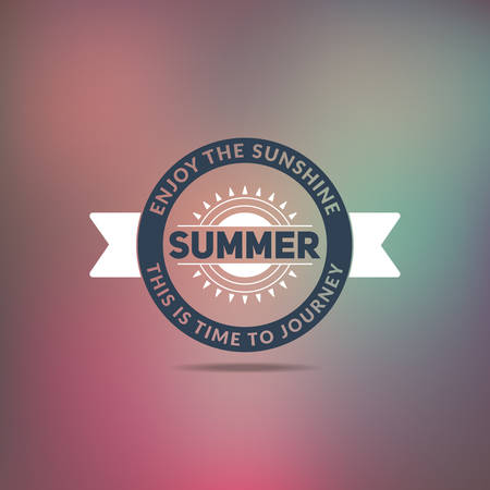 Retro summer vintage label on colorful background. Tropical paradise, beach vacation, adventure and travelのイラスト素材