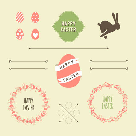 Set of Happy Easter Day vintage design elementsのイラスト素材