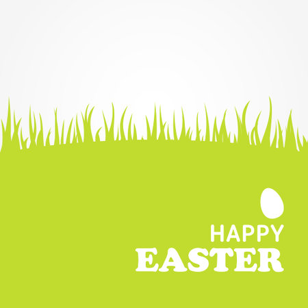 Happy Easter Day holiday background. Text Happy Easter on green meadowのイラスト素材