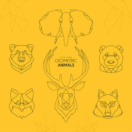 Set of Minimalistic Geometric Animal Vector Illustrationsのイラスト素材