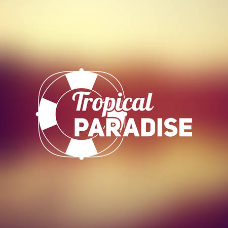 Retro summer vintage label on colorful background. Tropical paradise, beach vacation, adventure and travelのイラスト素材