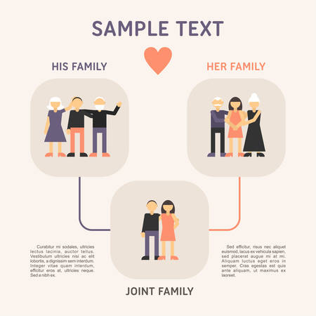 Family tree with people avatars of generations flat vector illustrationのイラスト素材