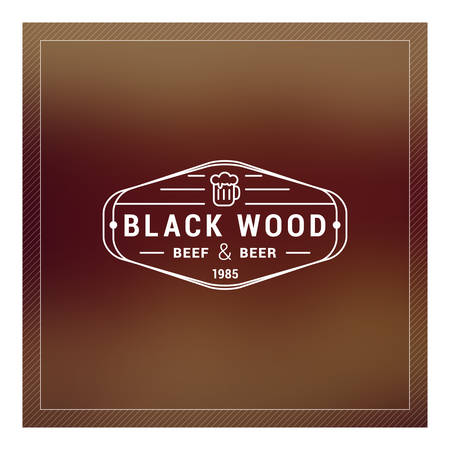 Hipster Vintage Label, icon, Badge for Your Business. Thin Line Design Template on Blurred Backgroundのイラスト素材