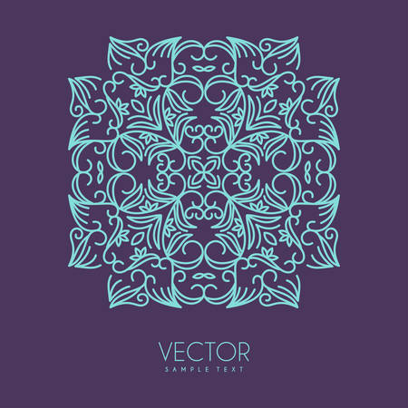 Vector Floral Frame. Mono Line Style Design Templateのイラスト素材