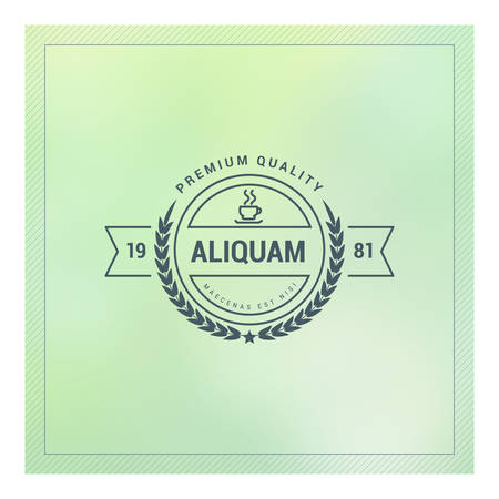 Hipster Vintage Label, Badge for Your Business. Thin Line Design Template on Blurred Backgroundのイラスト素材