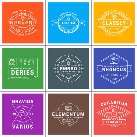 Set of Hipster Vintage Labels, Logotypes, Badges for Your Business. Thin Line Design Templateのイラスト素材