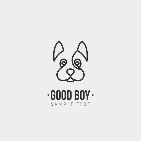Thin Line Design Template icon type. Cute Dogのイラスト素材